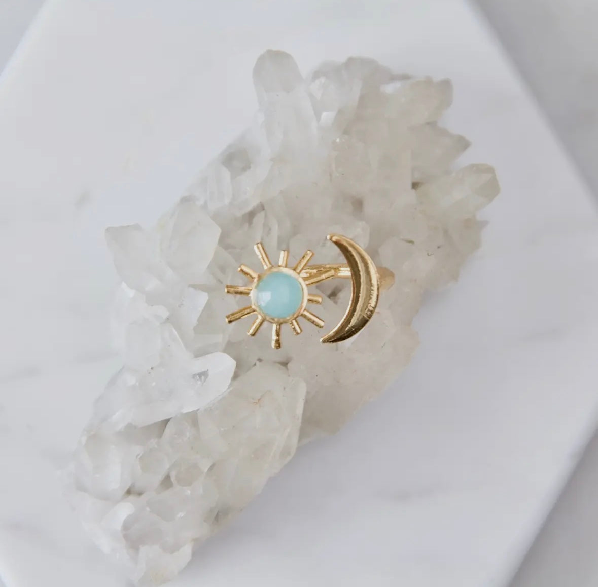 Amazonite Sun and Moon Ring