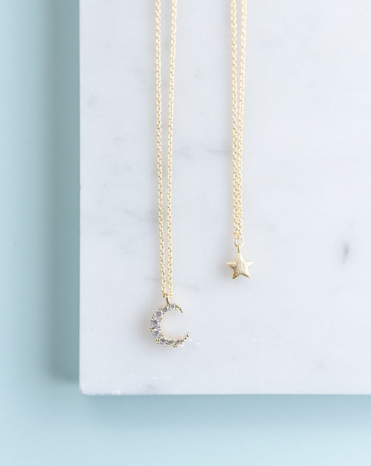 Moon and Star Necklace Set