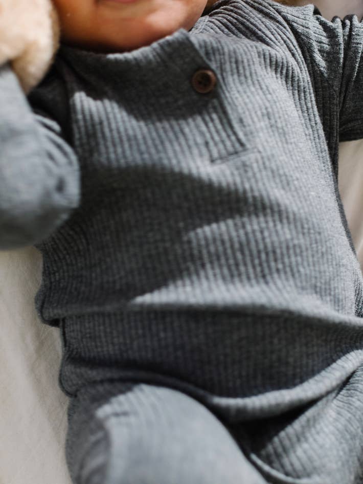 Seafoam Ribbed Long Sleeve Baby Romper