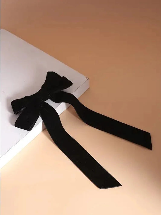 Black Velvet Bow Hair Clip