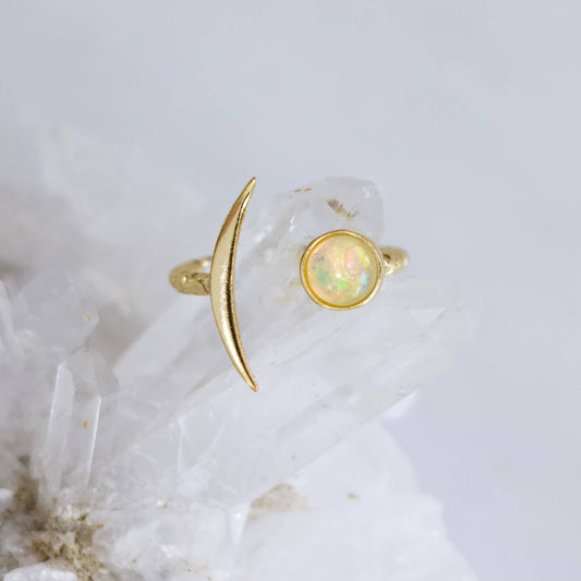 Opal Crescent Ring 