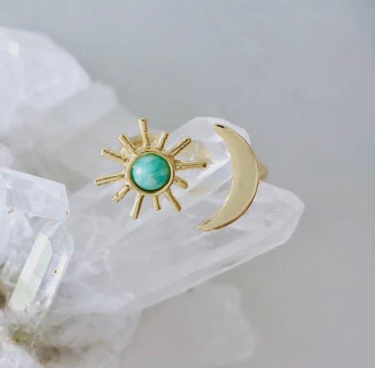 Amazonite Sun and Moon Ring