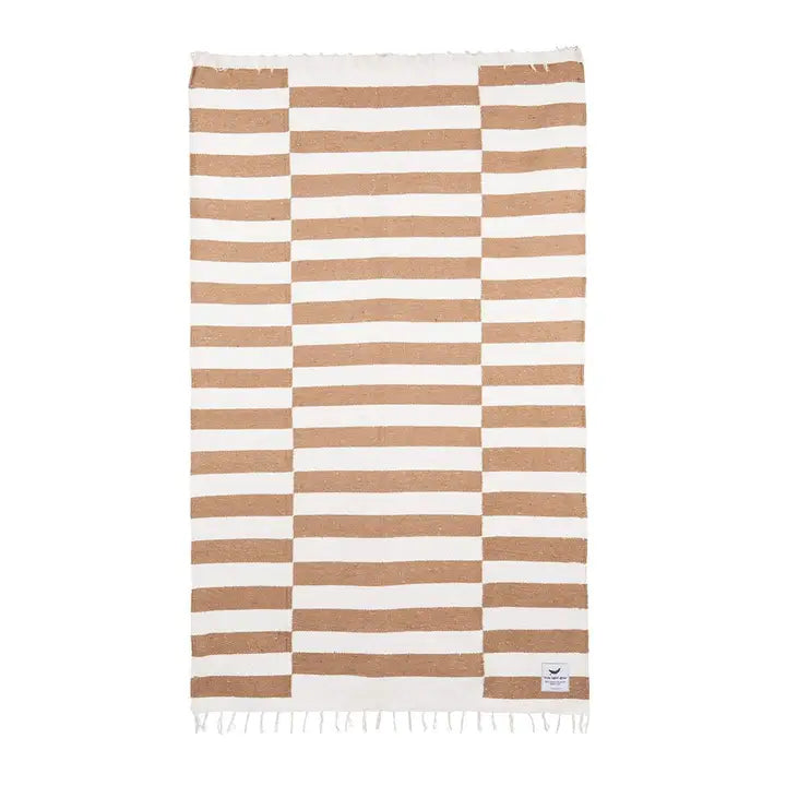 Handwoven Throw Blanket, Beige Stripe