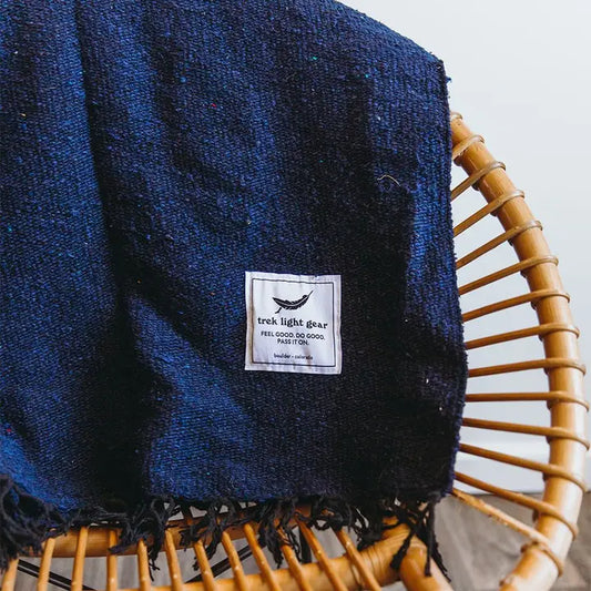 Handwoven Throw Blanket, Blue