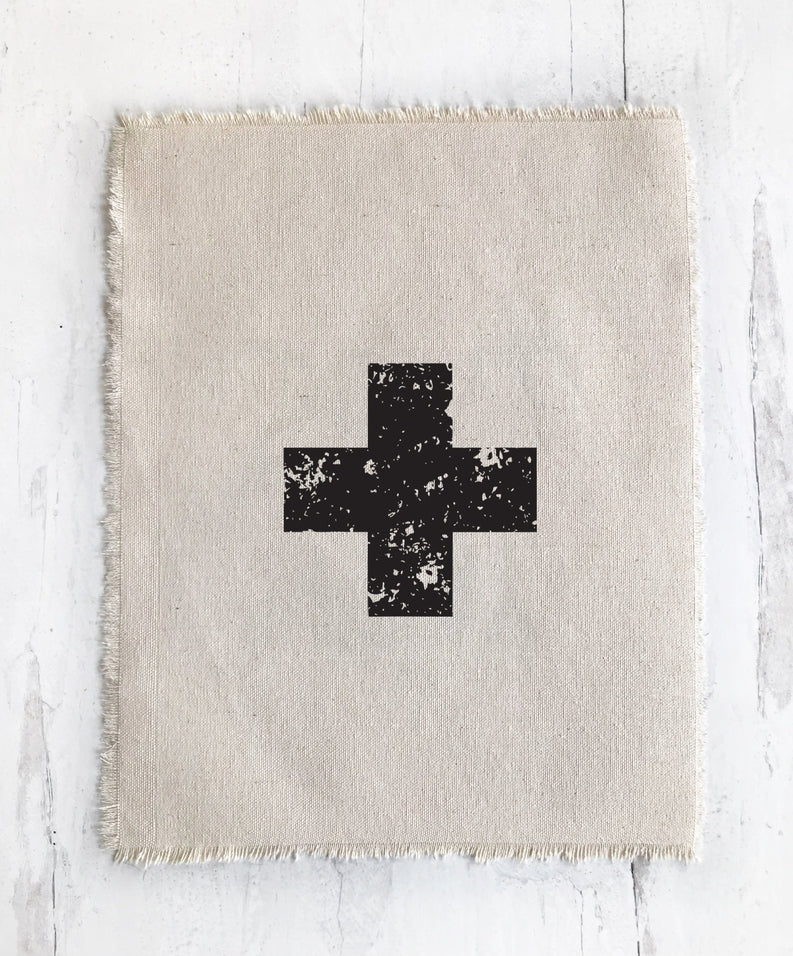 Swiss Cross Distressed Canvas Banner Print